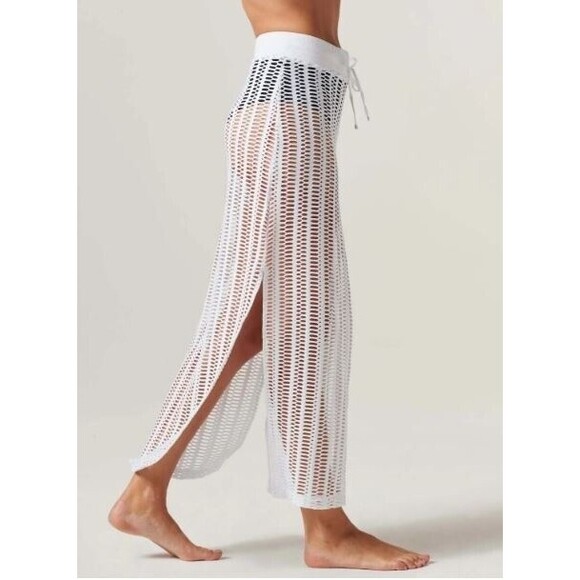 Blanc Noir Linear Maxi Skirt Mesh White Long NWT Womens Size L - Picture 3 of 5